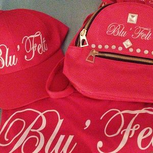 Blu'Felt hat , tee and backpack purse